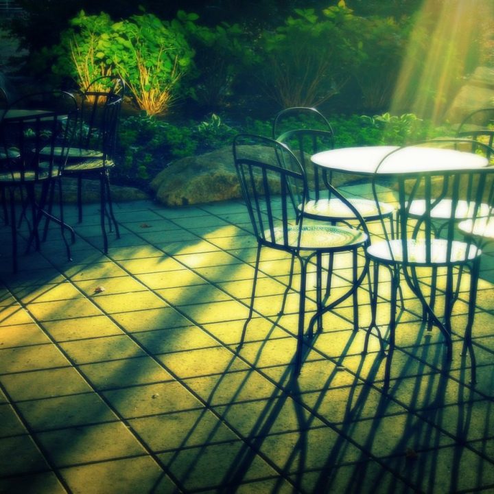 patio, morning, chairs